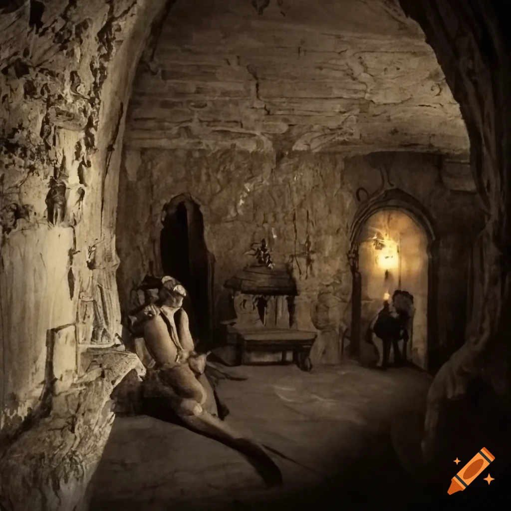 Dantes being tutored by Ave Faria in the dungeon of Chateau de'if