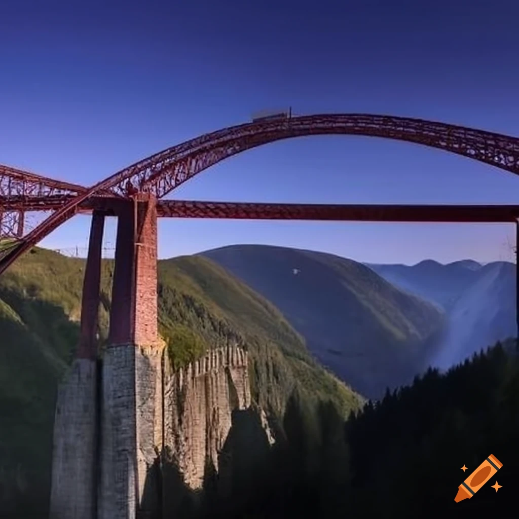 Garabit Viaduct spanning across valleys in France