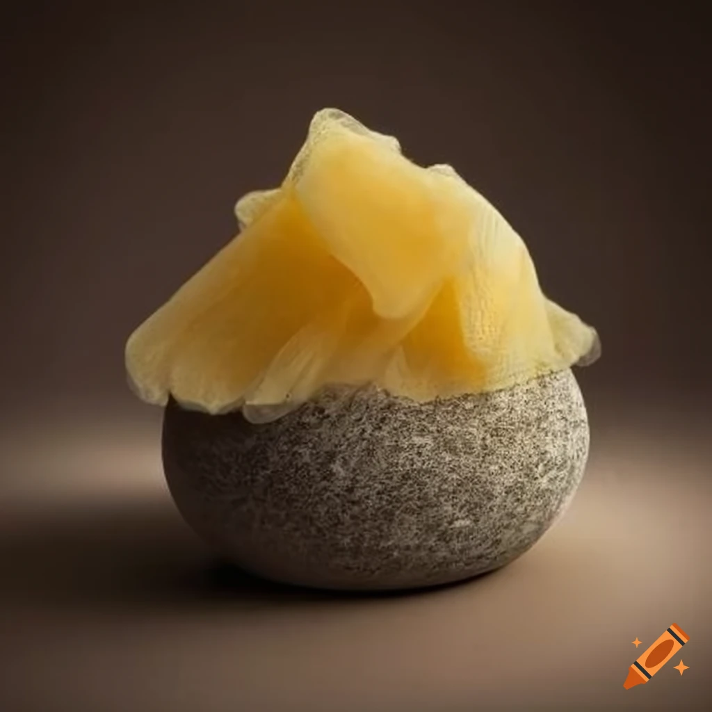 Stone mortar with yellowing gauze