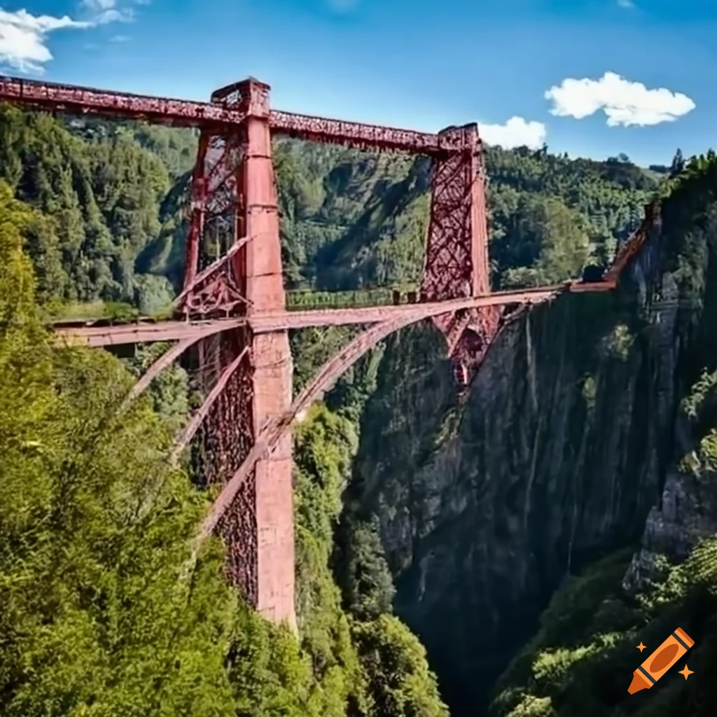 Garabit Viaduct suspended over a bridge in France