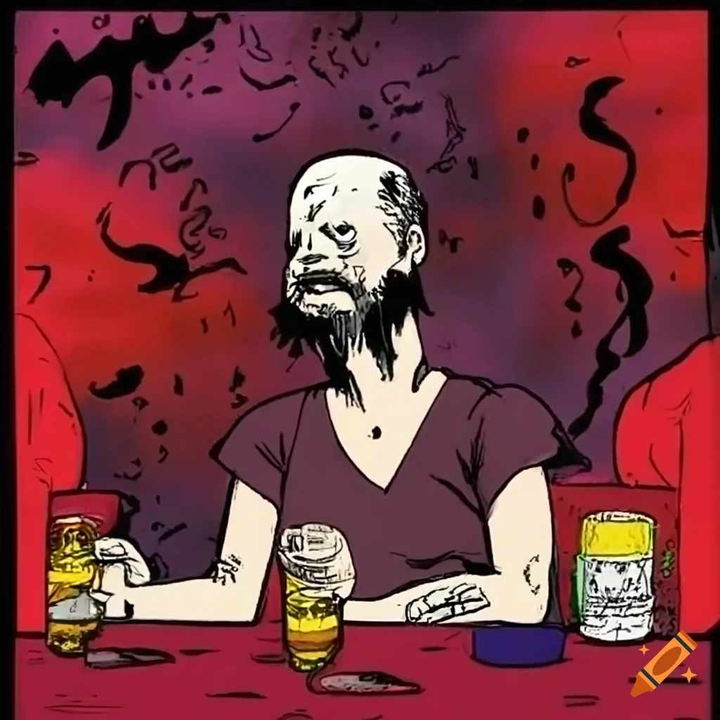 Comic strip depicting a debaucherous work lunch on craiyon