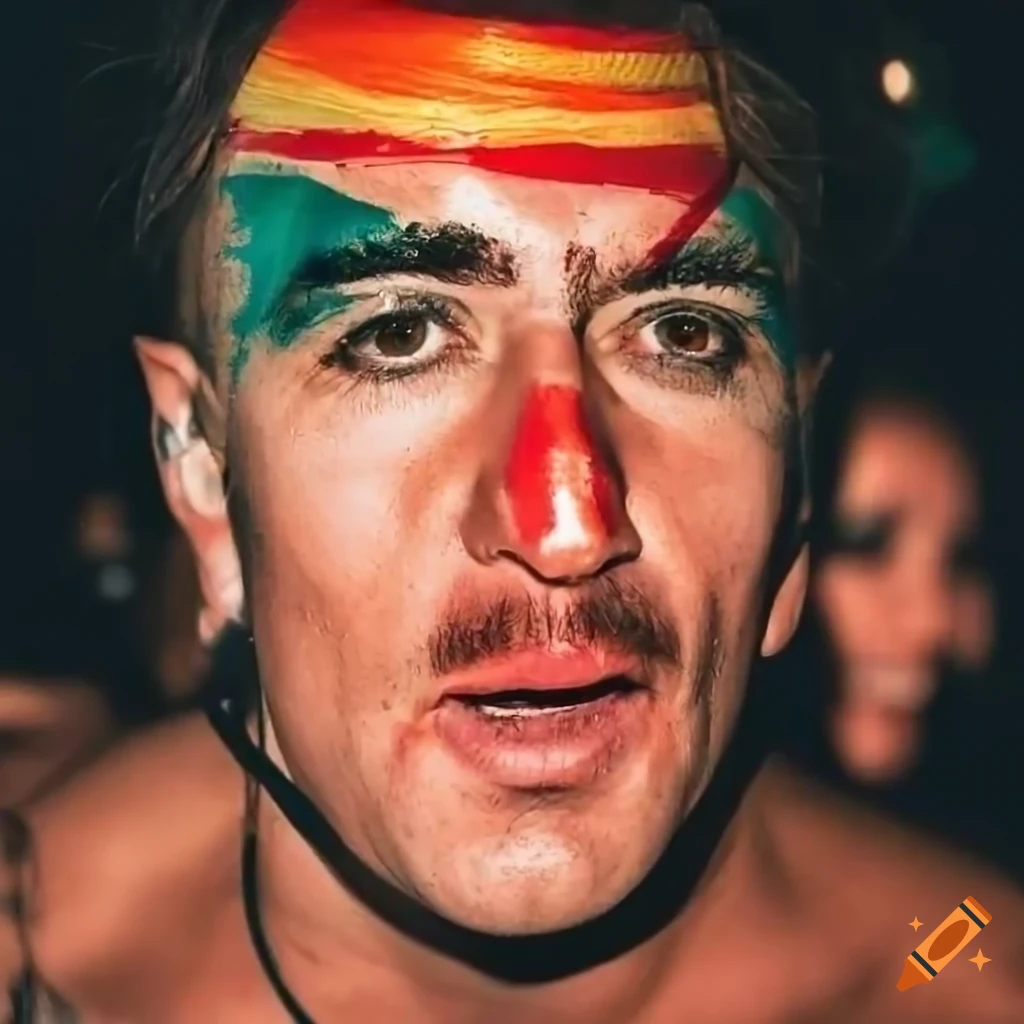 Close up of a raver's face at an outdoor rave in athens, greece at ...