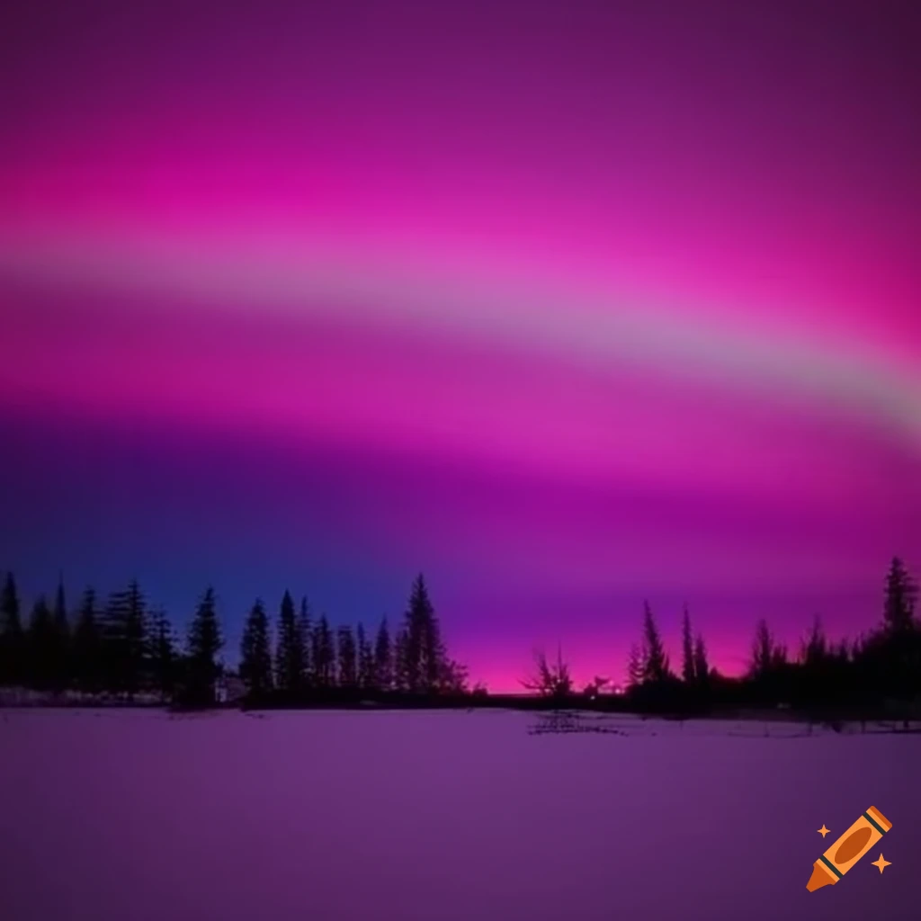 Aurora lights with pink hues