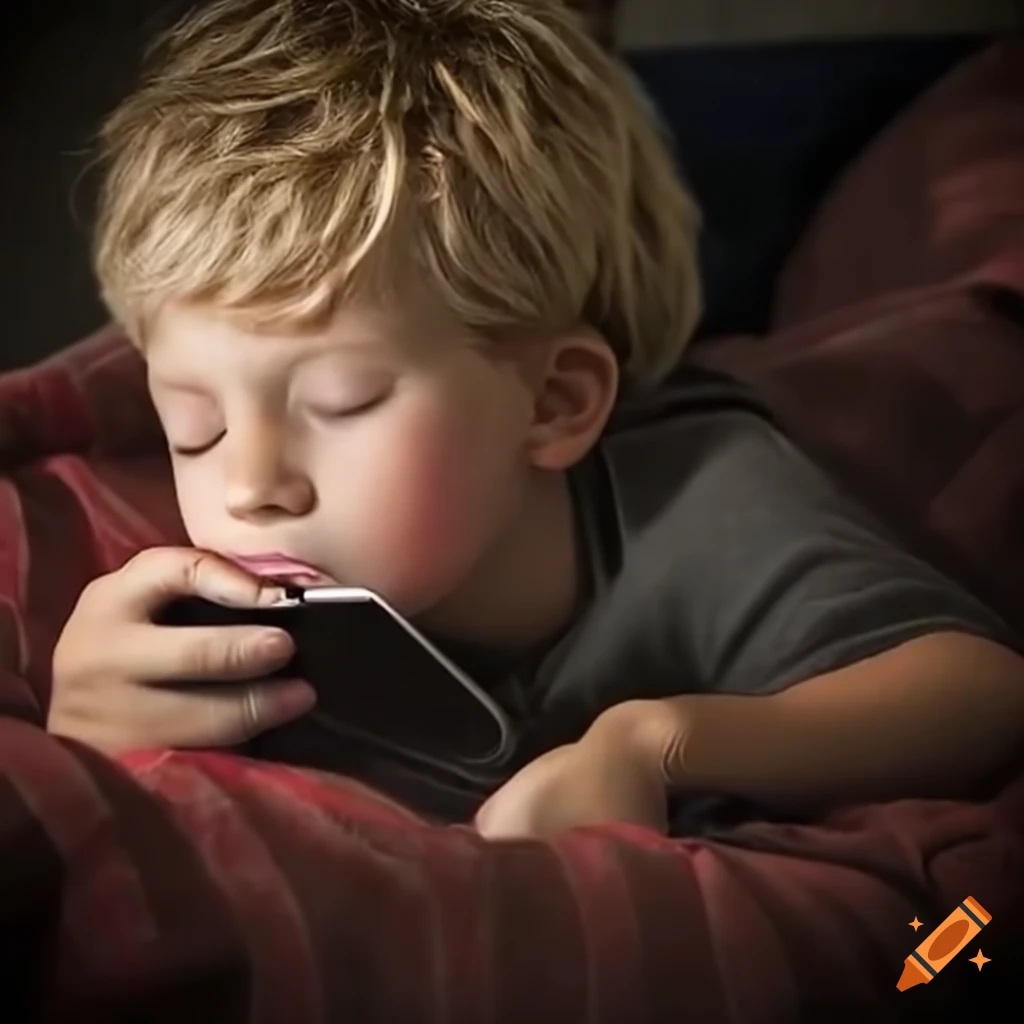 Boy sleeping with mobile phone in hand