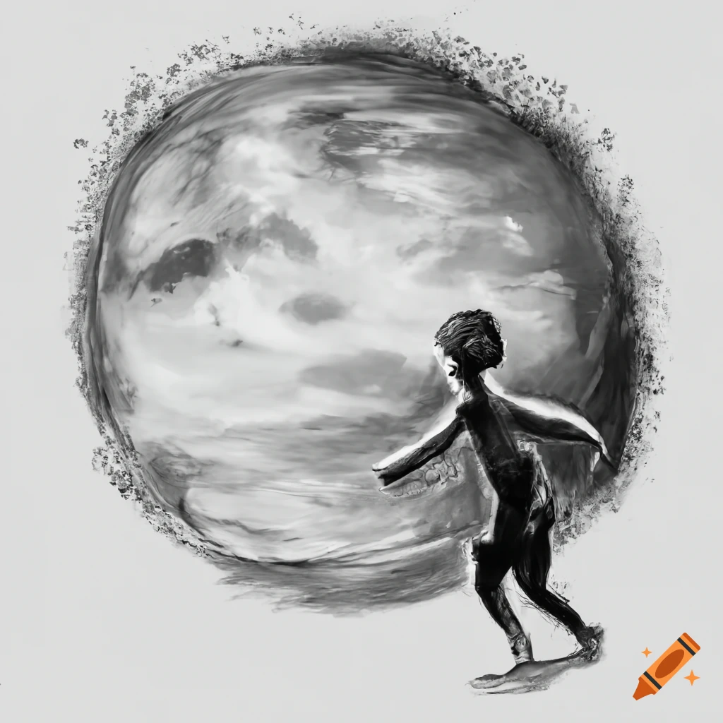 Happy kids running on dark earth