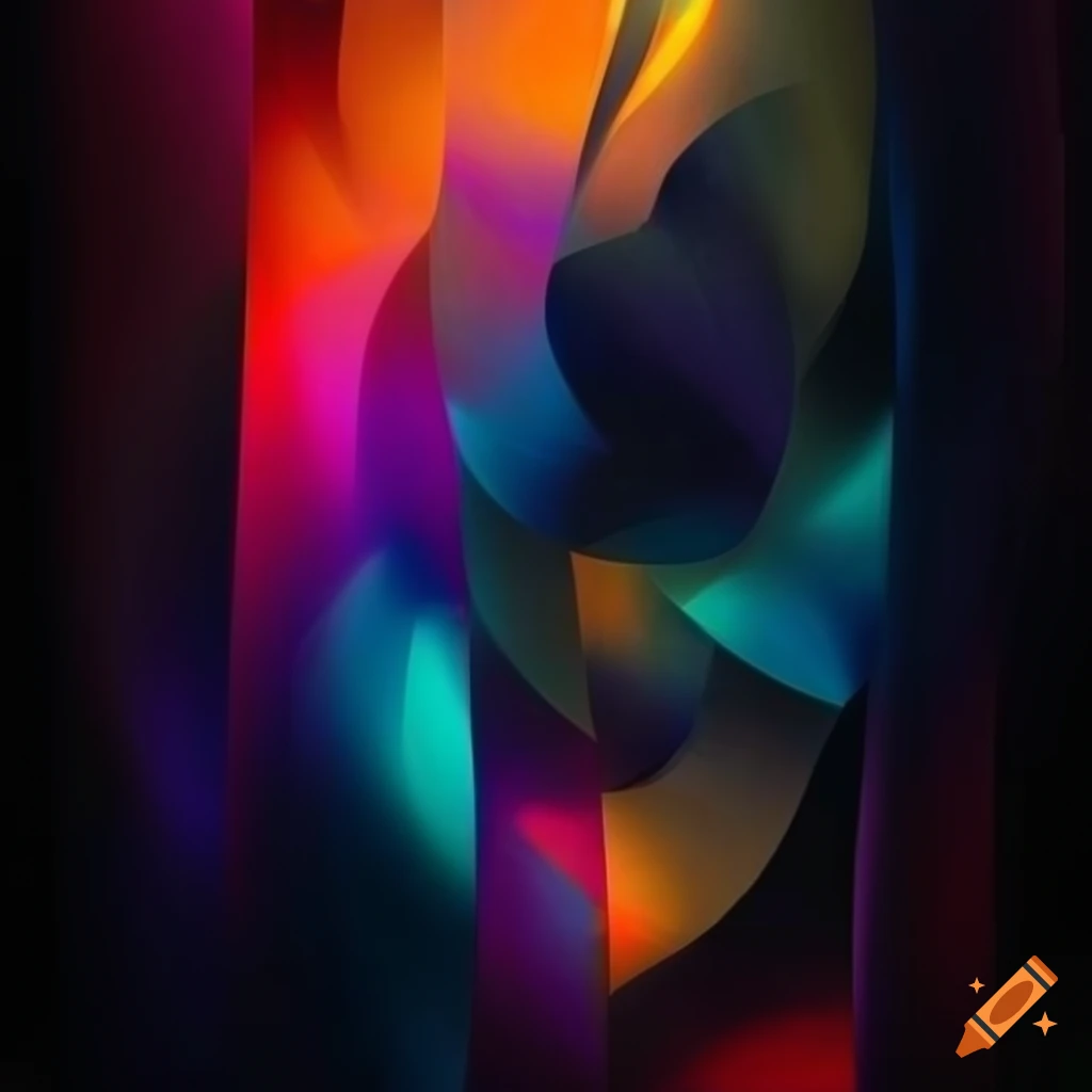 Inspiring abstract artwork with vibrant colors in a futurist style on dark background