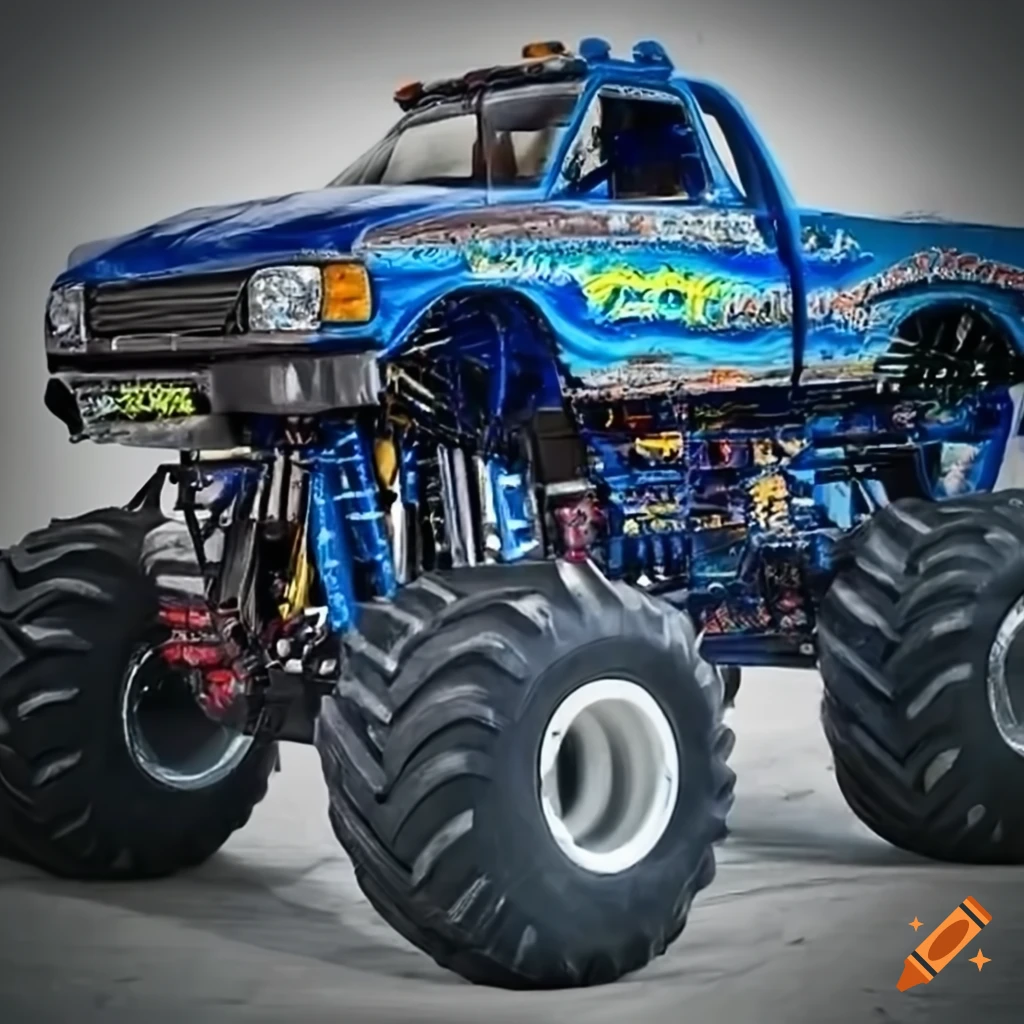 Blue lion monster truck