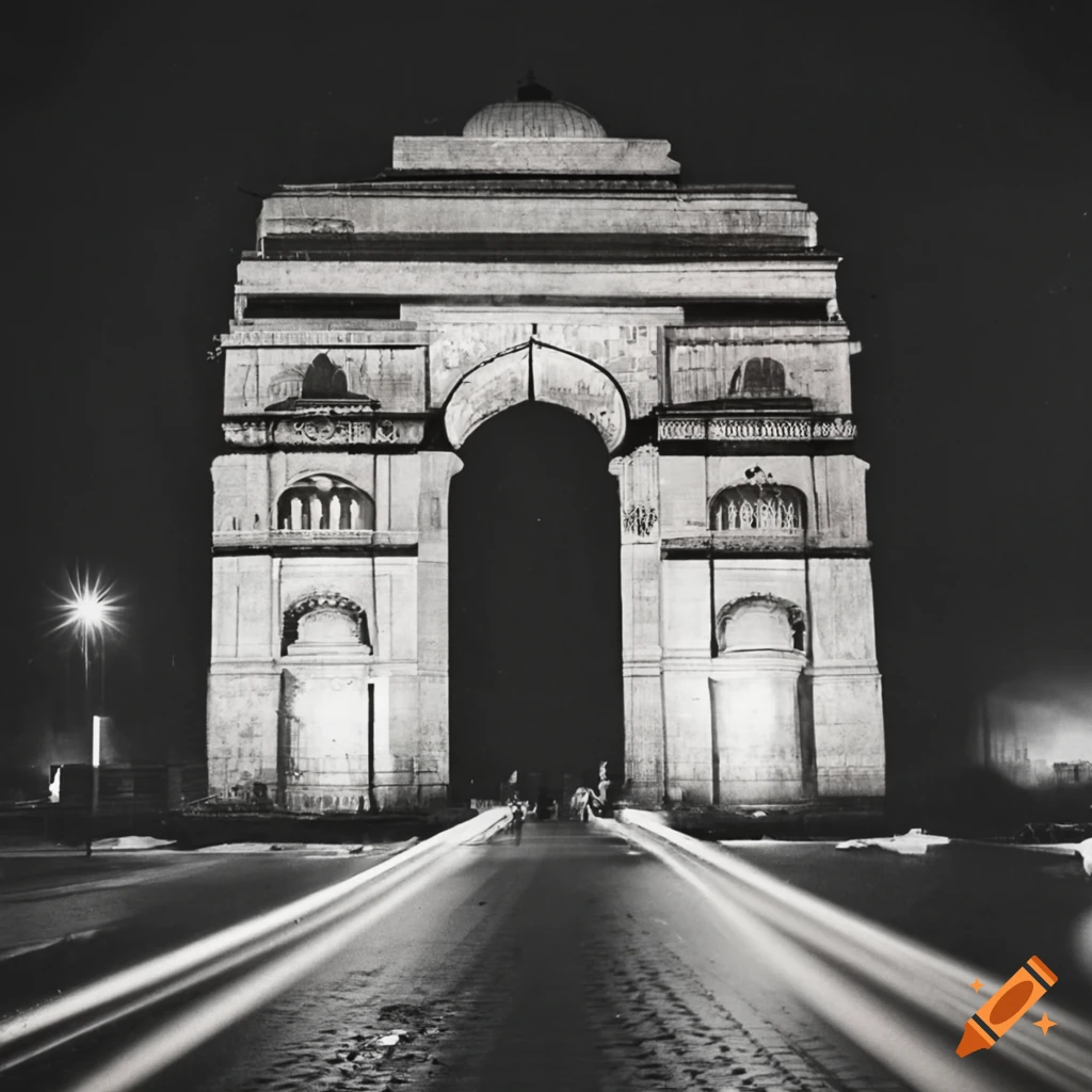 India Gate captured in the 1950s using long exposure