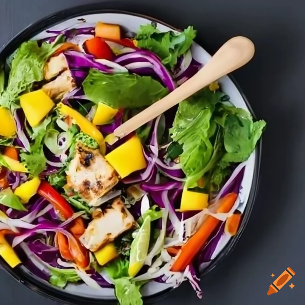Asian salad with chicken and mango