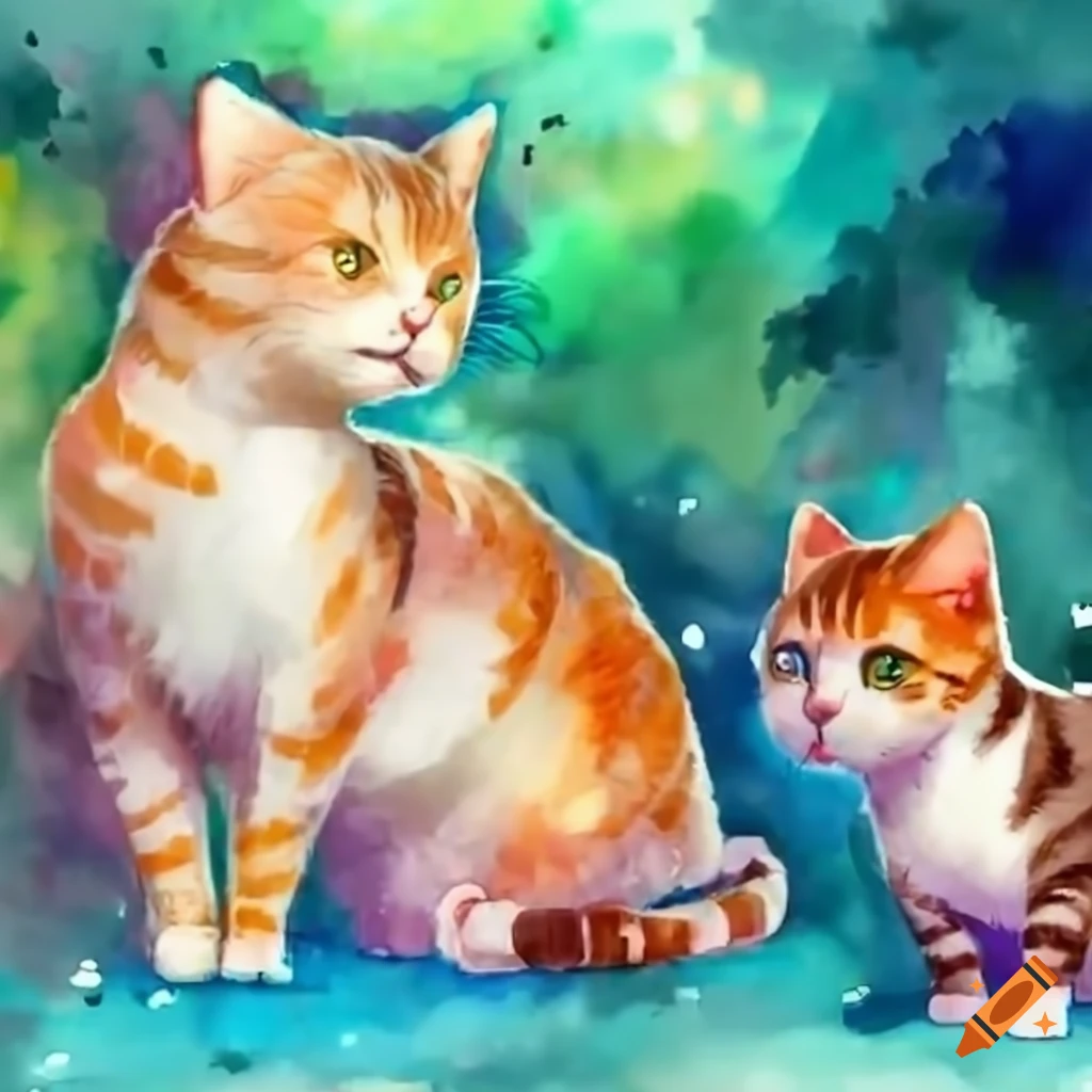 Anime two cats playing