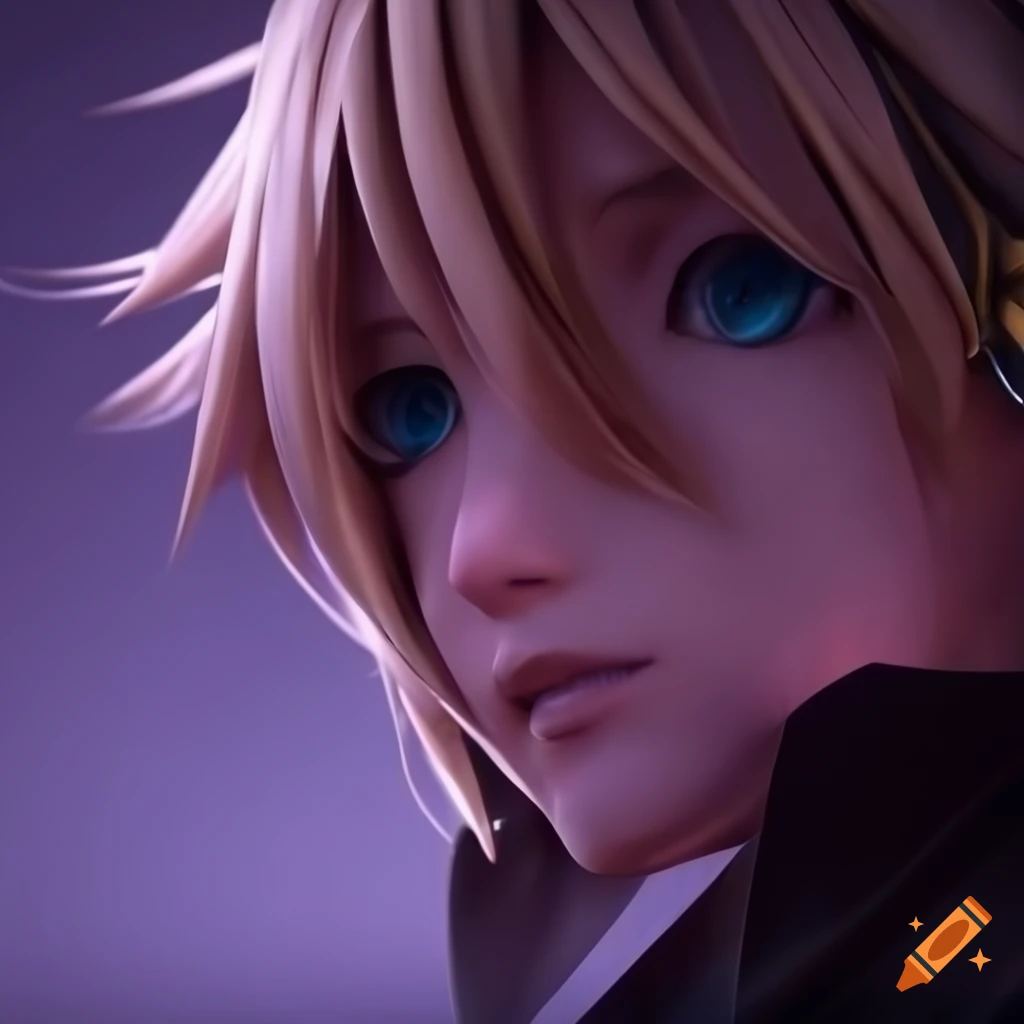 Kagamine Len hyperrealistic 3D render with ray tracing
