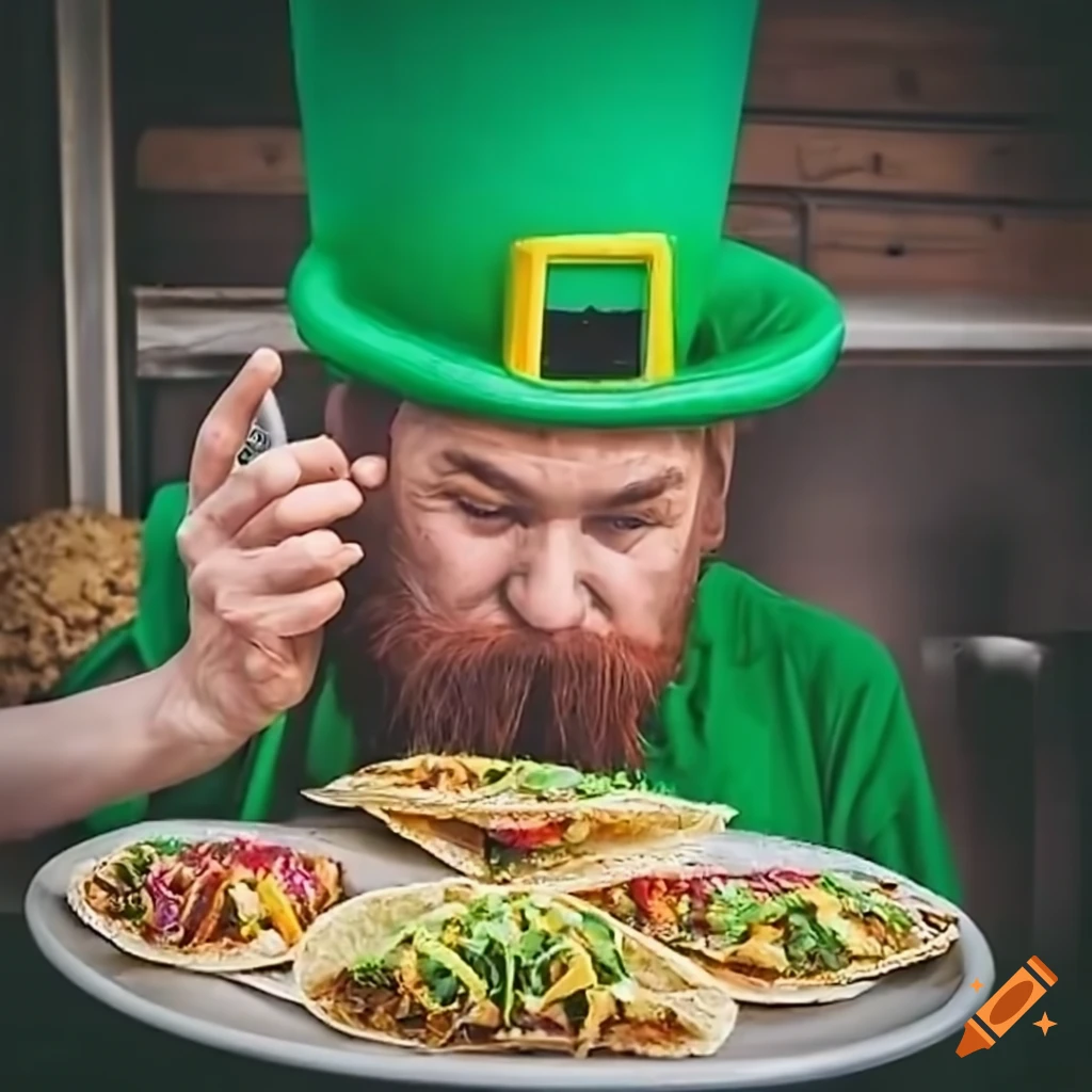 Leprechauns selling tacos from a food truck