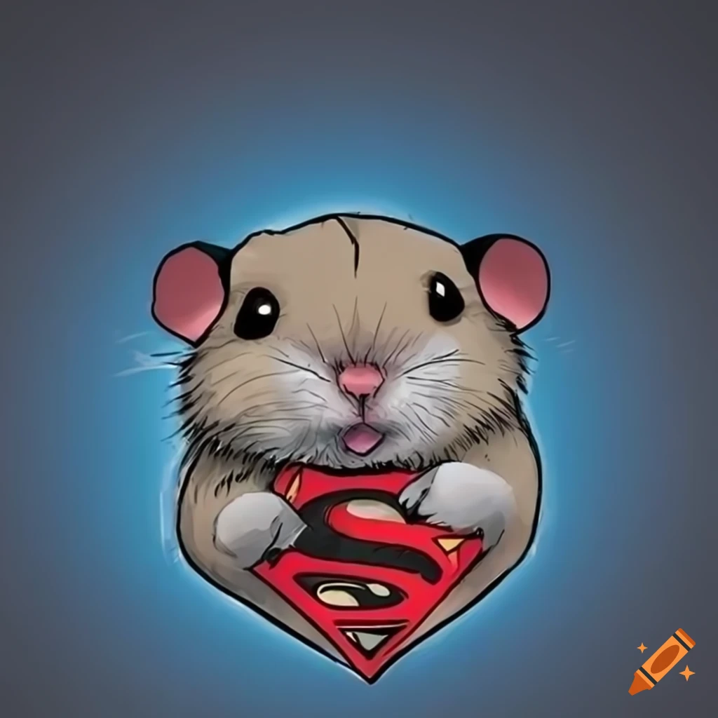 Hamster in a Superman suit with a Bitcoin logo on Craiyon