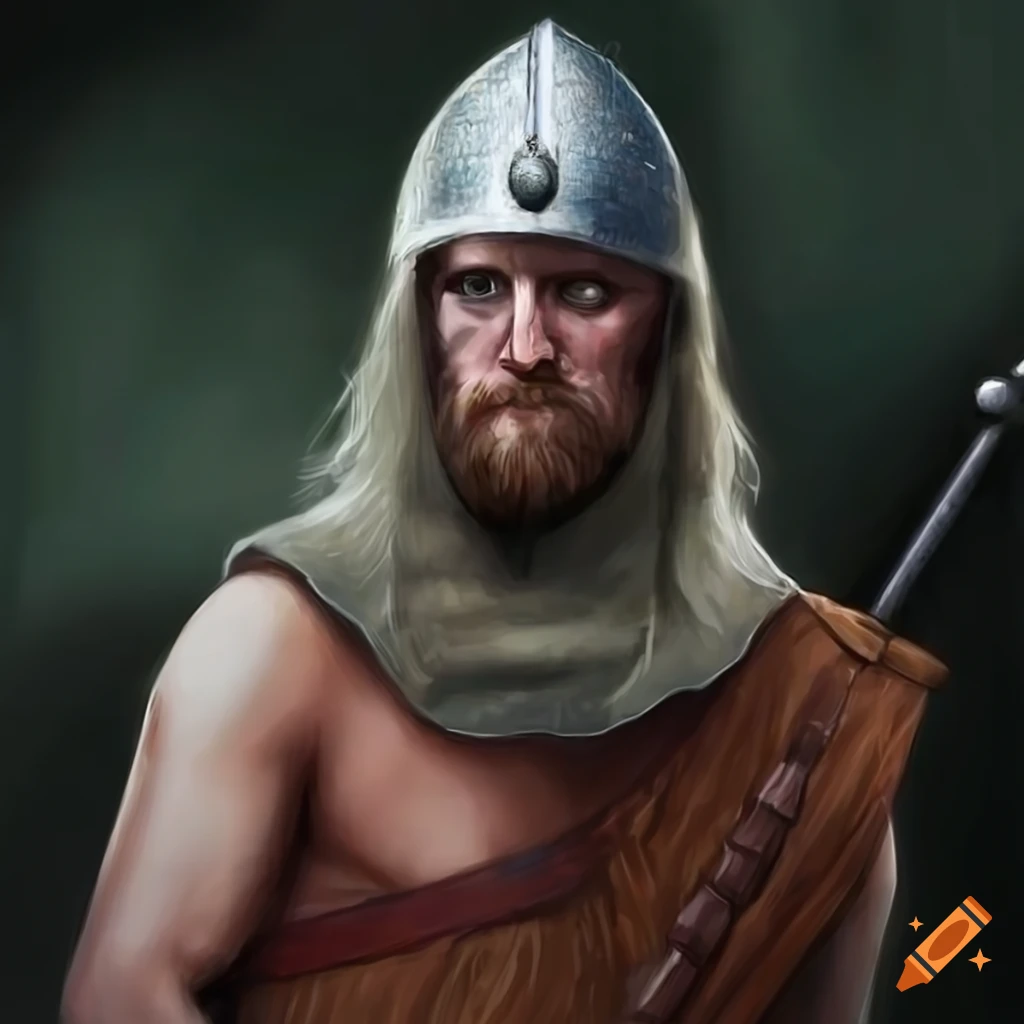 Realistic portrait of a medieval Scottish warrior