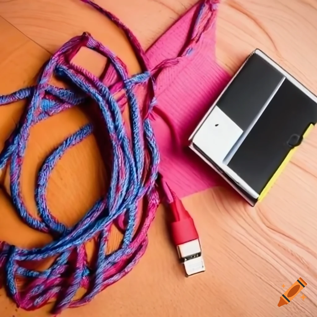 DIY charging cable made from fabric scraps