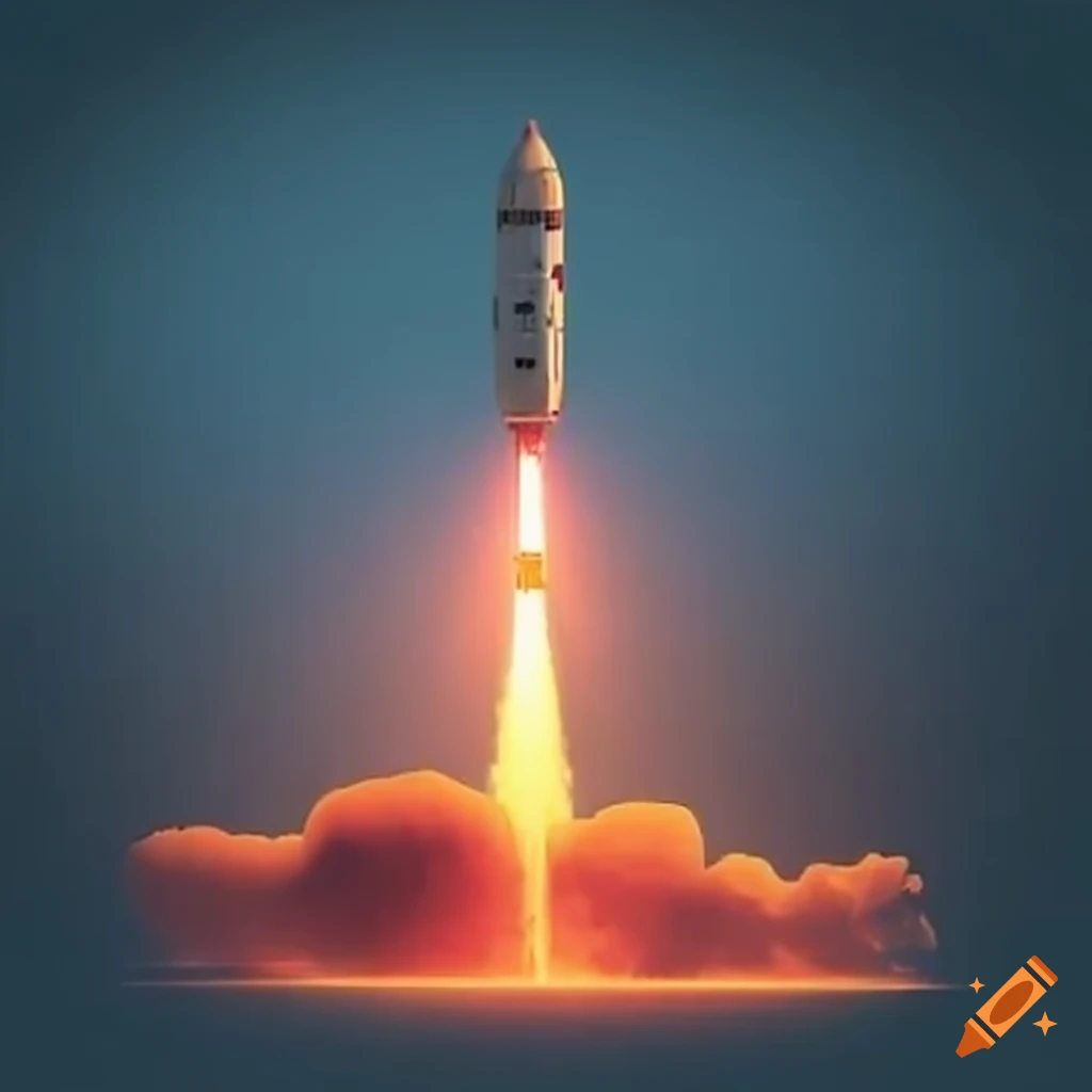 Rocket landing on Mars in outer space