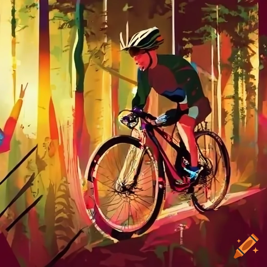 Professional mountain bike race on a trail in Finland