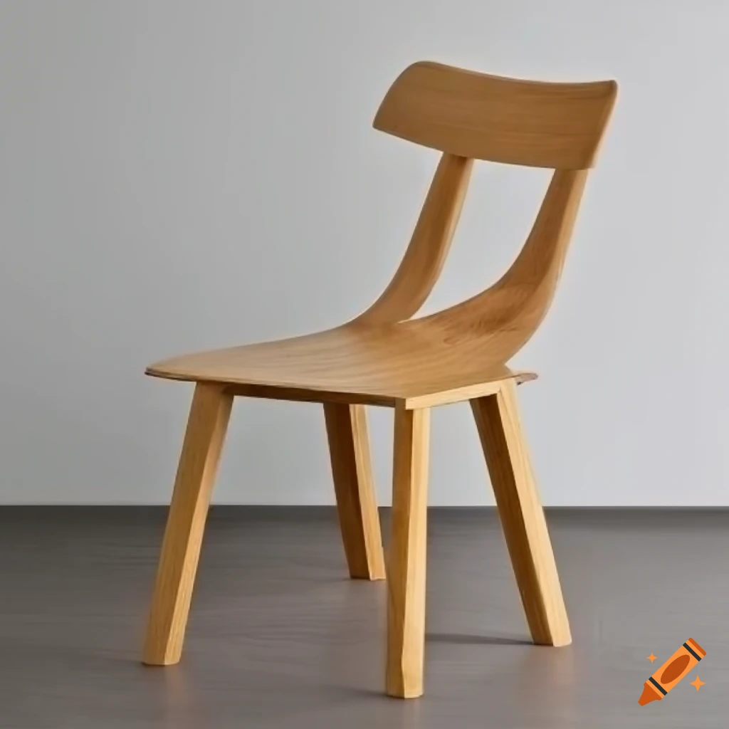 Modern wooden chair in Ikea style on white background