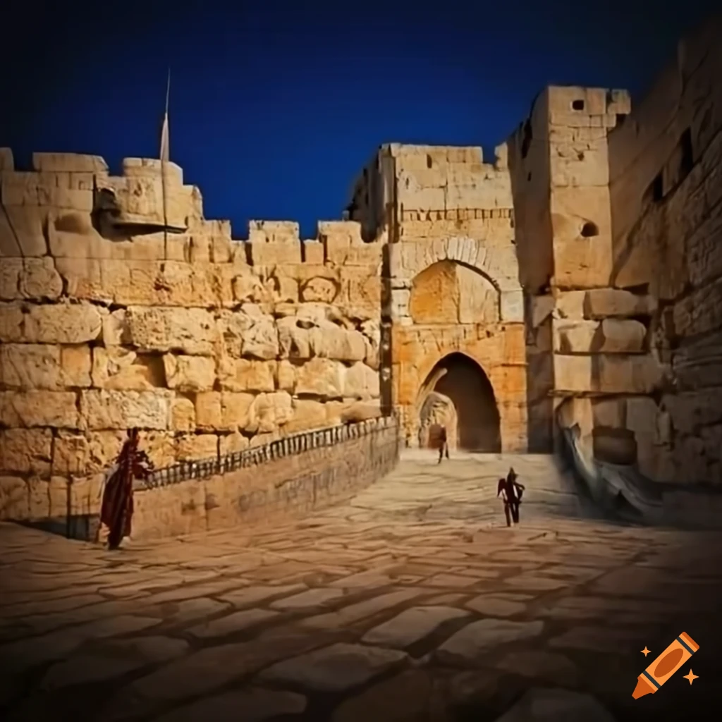 Roman soldier standing in front of ancient Jerusalem walls
