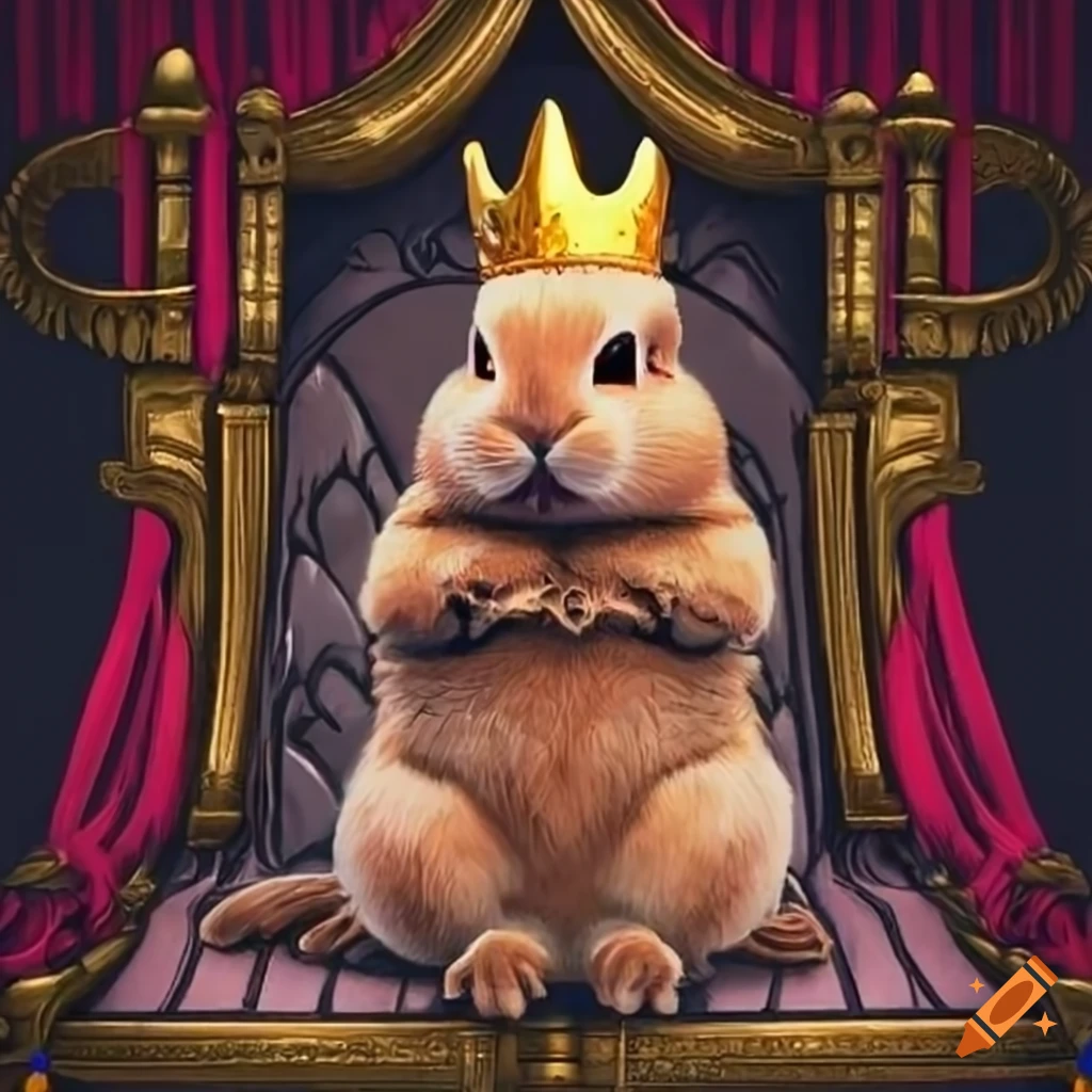 Bunny with a crown on a throne