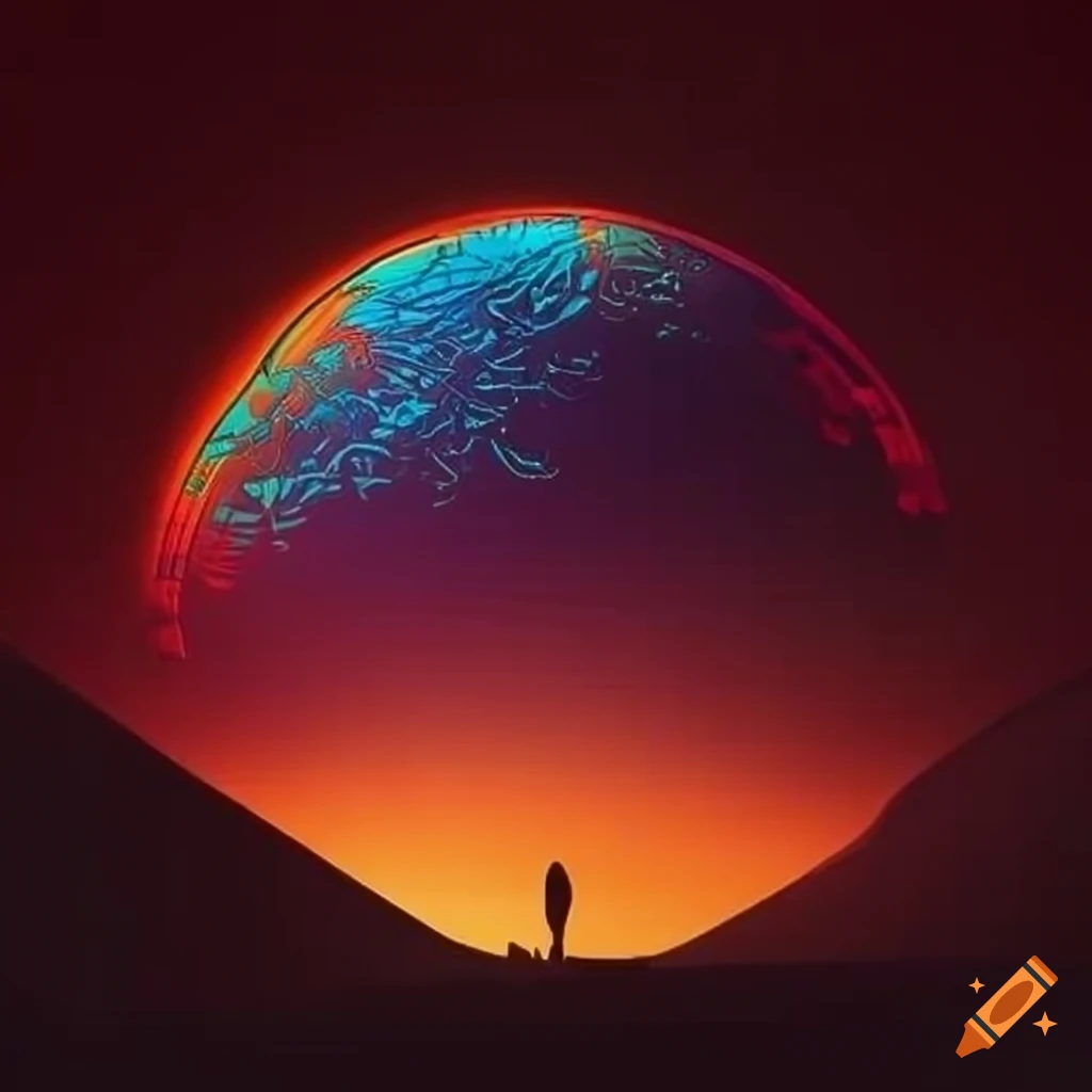 Arabic oriental electronic desert landscape