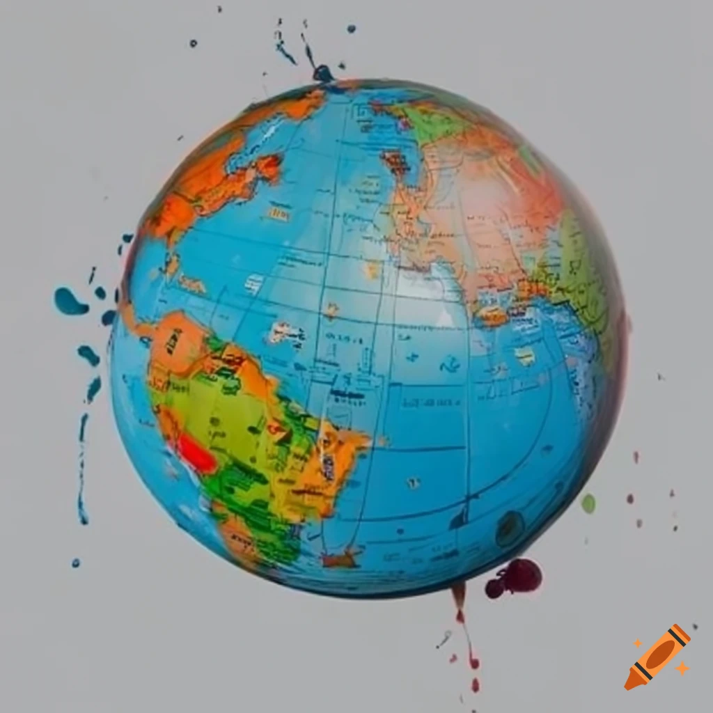 Globe with paint splash