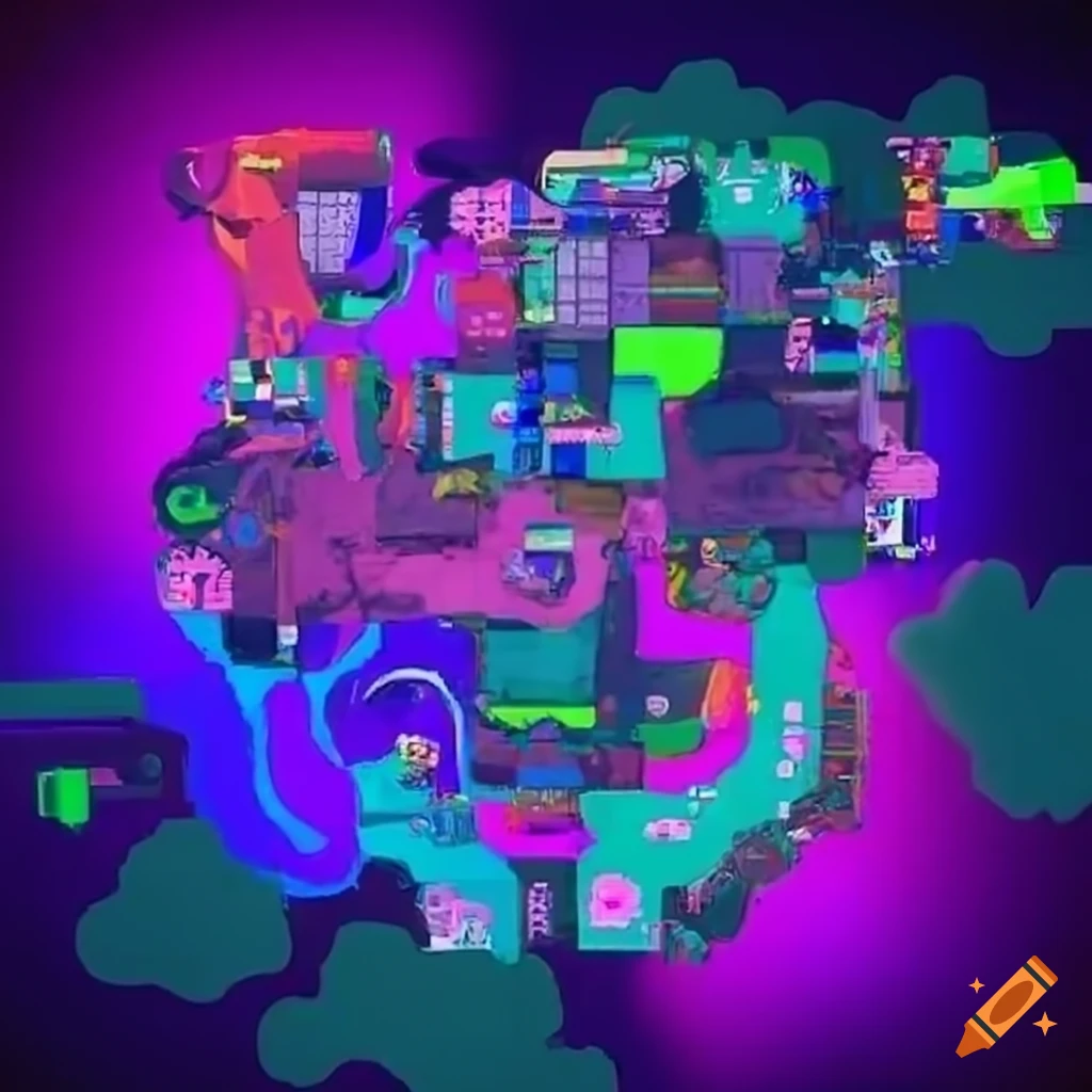 Splatoon map layout from above on Craiyon