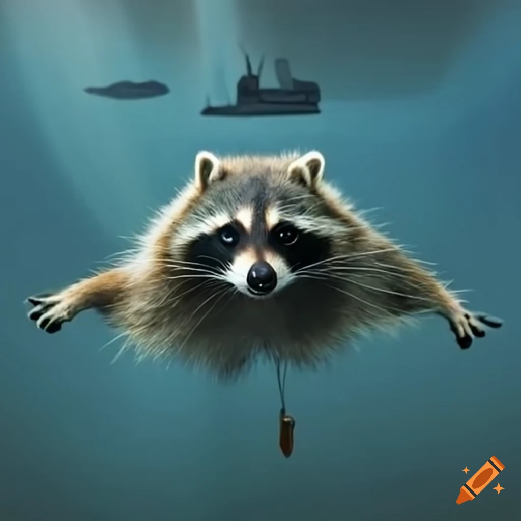 Raccoon fixing a submarine