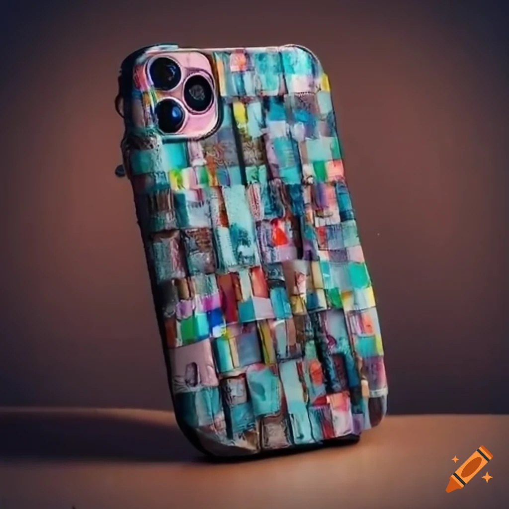 Phone case crafted from fabric scraps