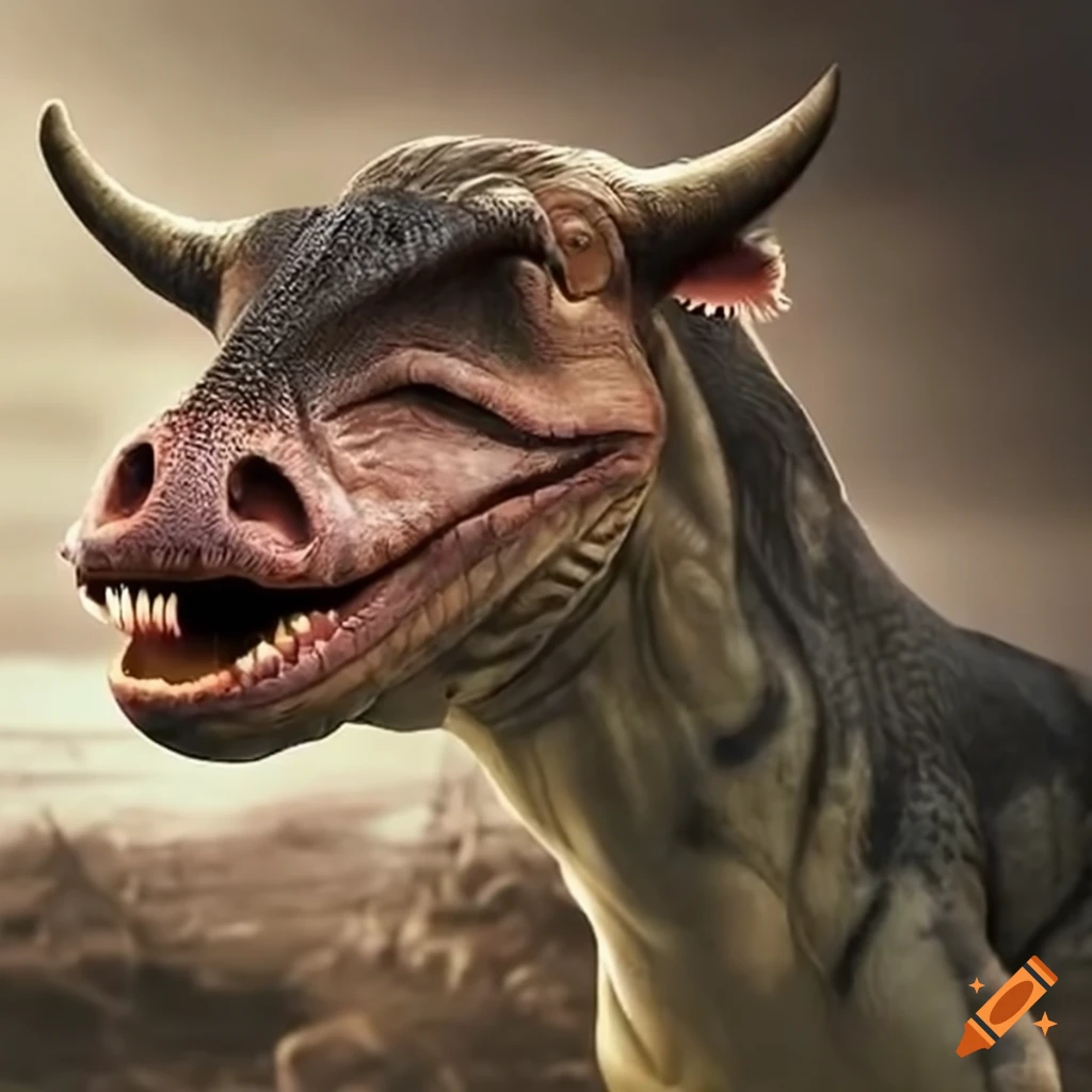 Vaca con apariencia de dinosaurio