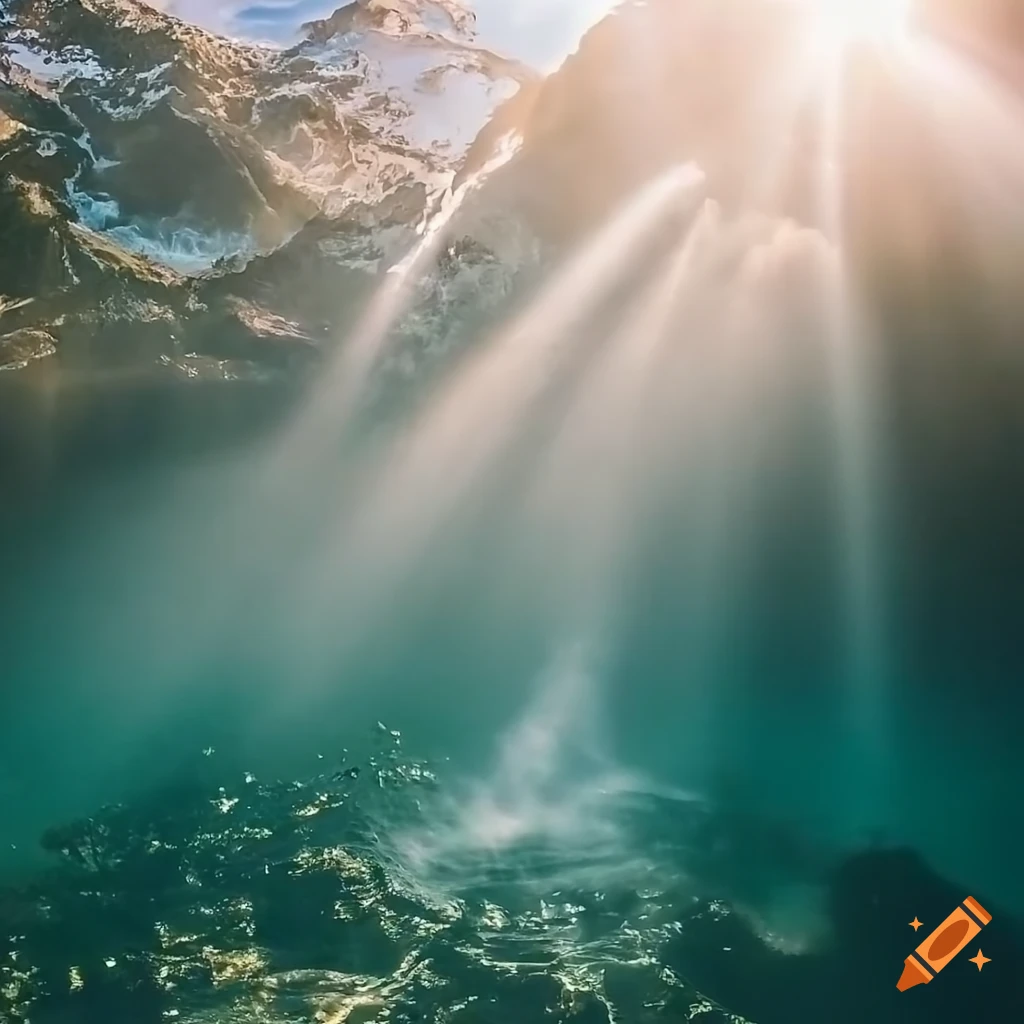 Tropical paradise with crystal clear hot water and steam in soft lighting