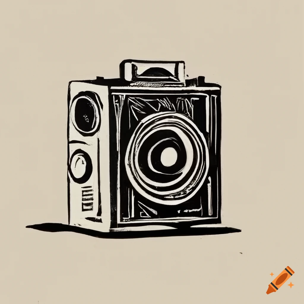 Box camera linocut