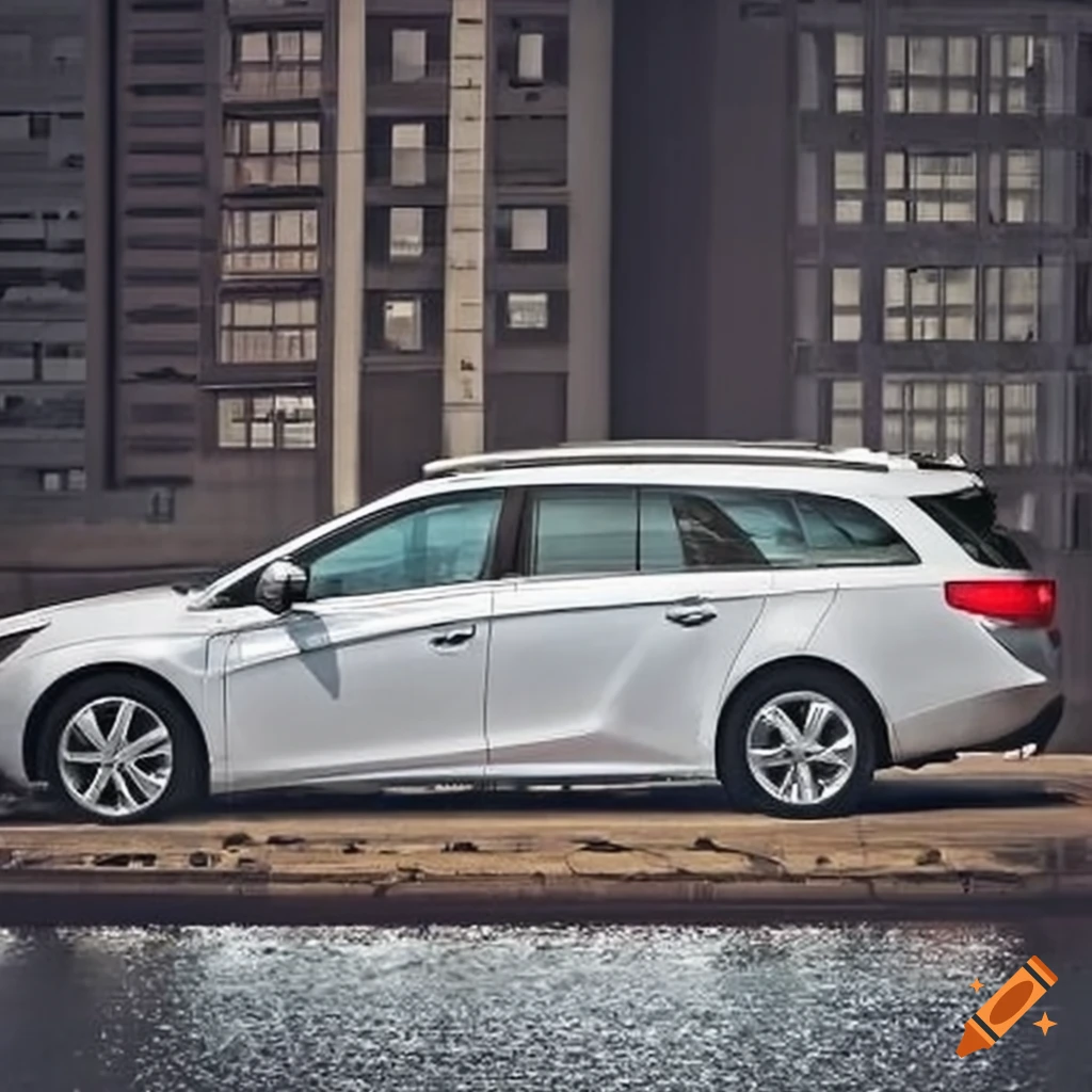 GM Korea-produced Chevrolet Cruze Station Wagon in white crossing a small bridge over a river