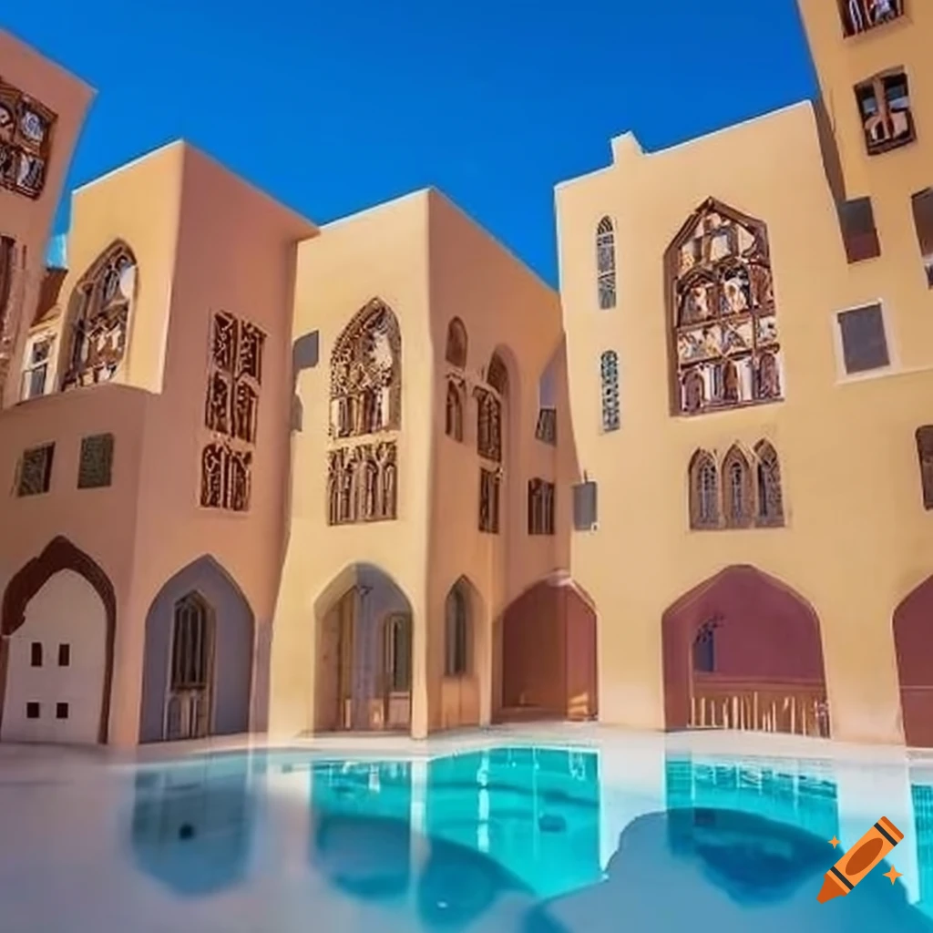 Apartment block with traditional Arabian architecture