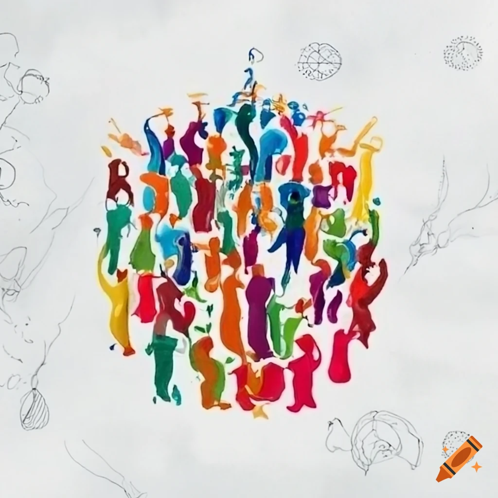 Artistic representation of interconnected people symbolizing unity and growth