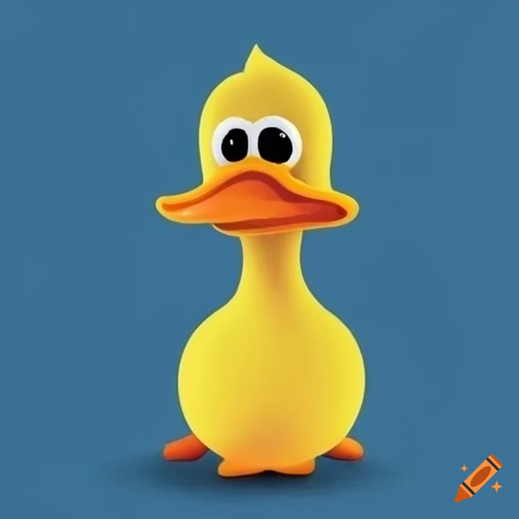 Yellow cartoon duck inspired by Oyvind Fahlstrom
