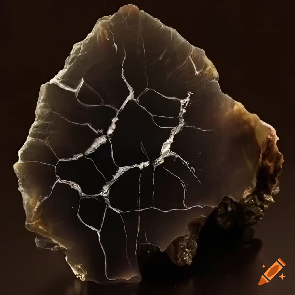 Cracked onyx glistening with magical power in the dirt
