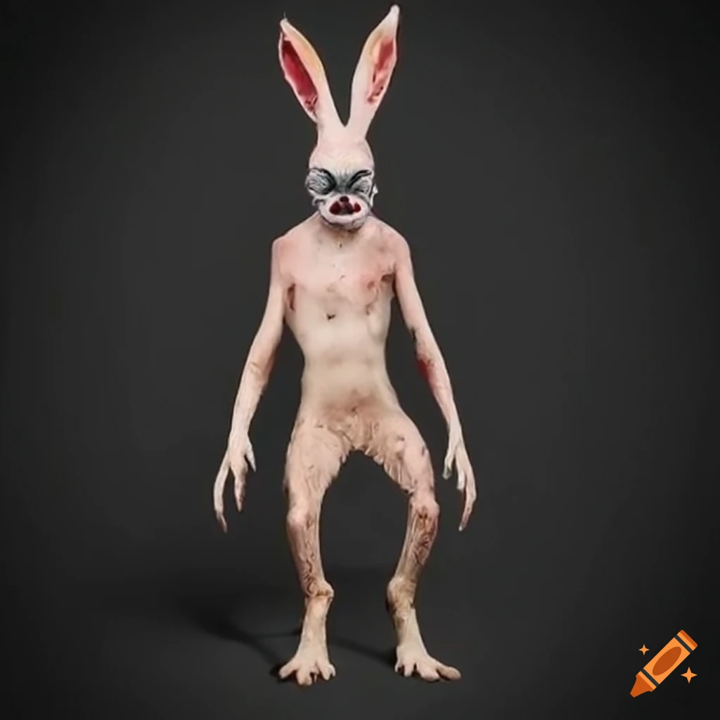 The Headless Janko: 7 foot tall headless rabbit monster with clown's face drawing