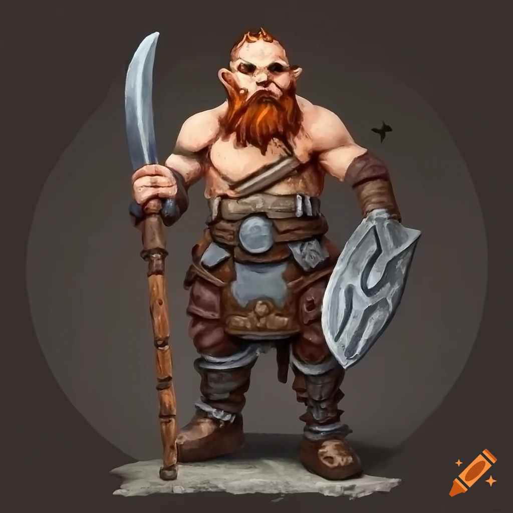 Dwarf warrior in a Dungeons and Dragons style standing in a T-pose