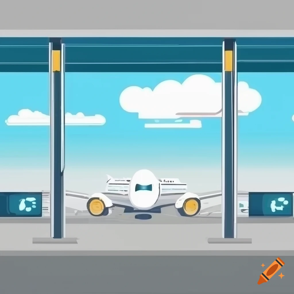 Airport security checkpoint with modern design and bright atmosphere