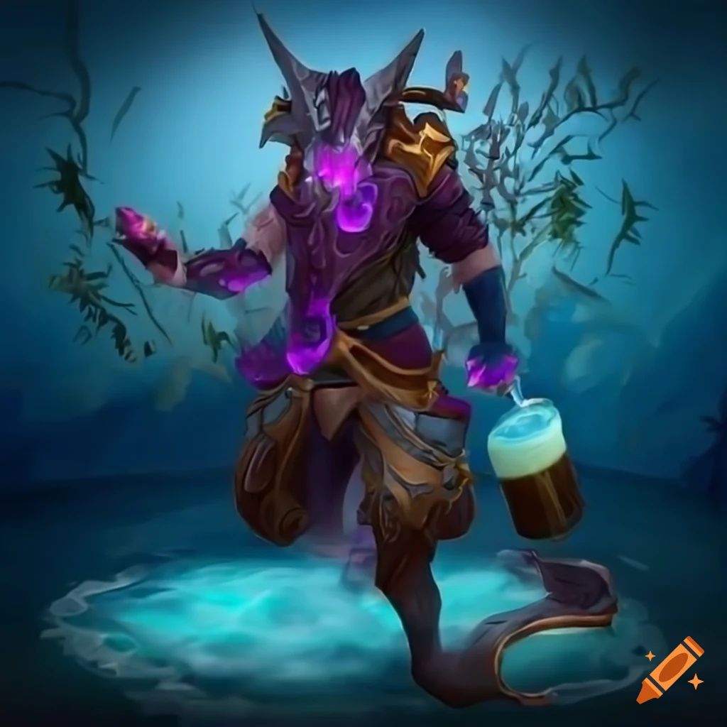 Terrorblade from Dota 2 posing with a tropical drink by the pool