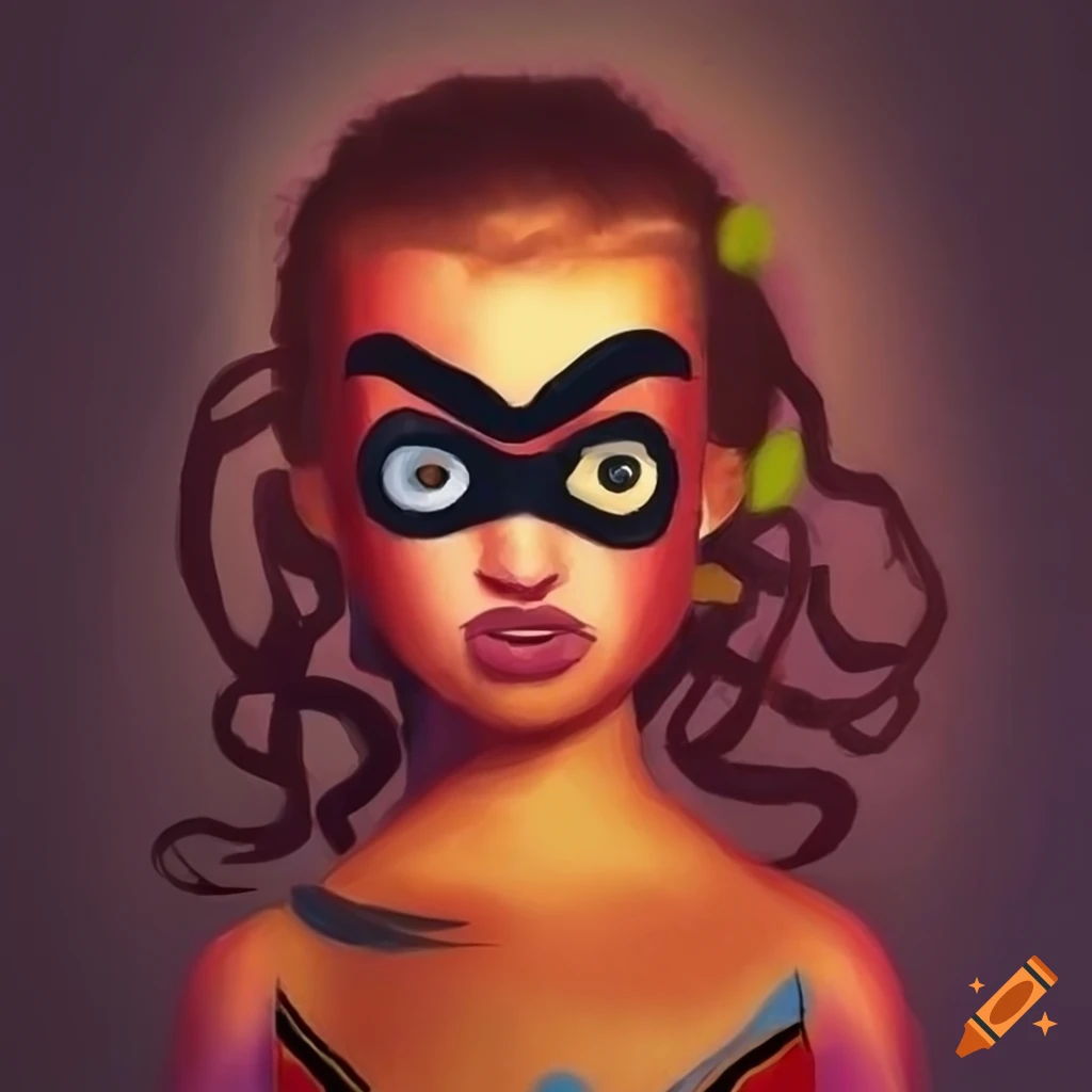Pretty OC superheroine with a cinematic background