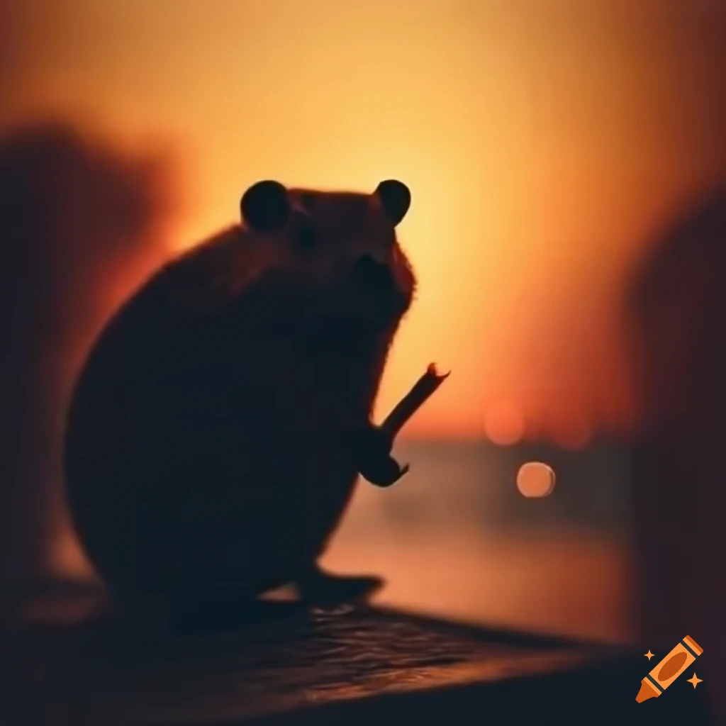 Hamster enjoying sunset in Venice