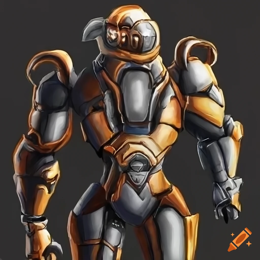 Roblox character in detailed power suit with drill attachments on Craiyon