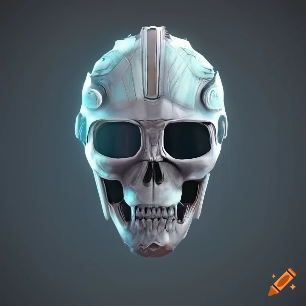 Skeleton space helmet with futuristic and symmetrical design