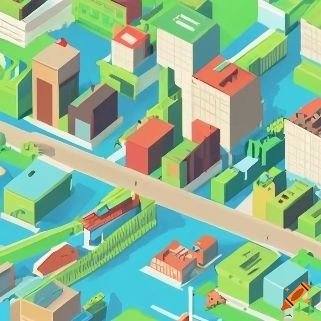 Isometric city map wallpaper in vibrant colors