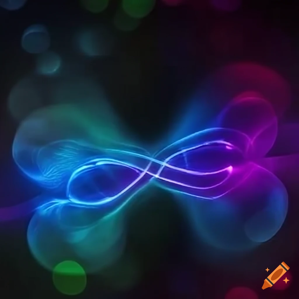 Colorful light beam forming an infinity symbol