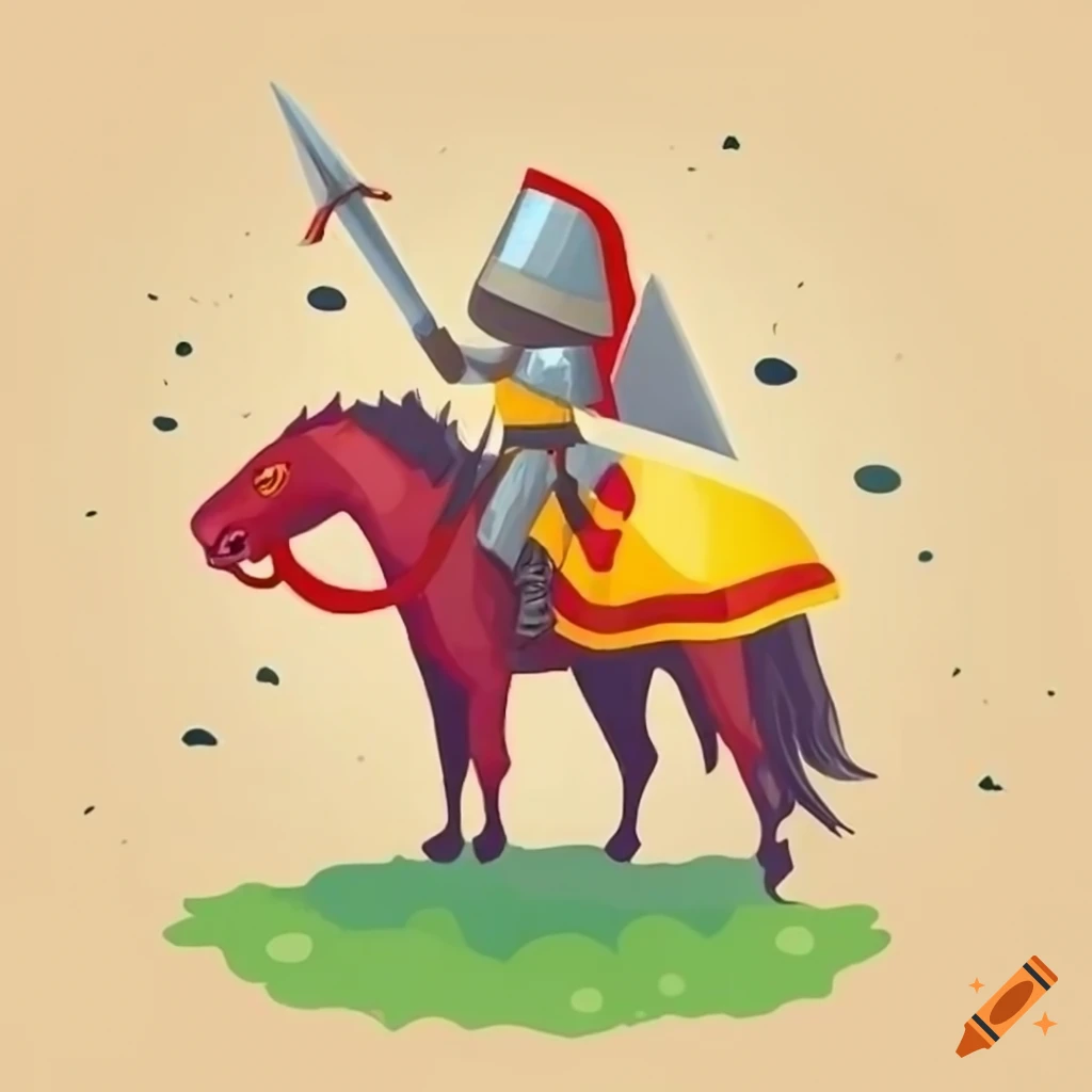 Friendly knight on a colorful horse in a children's book style