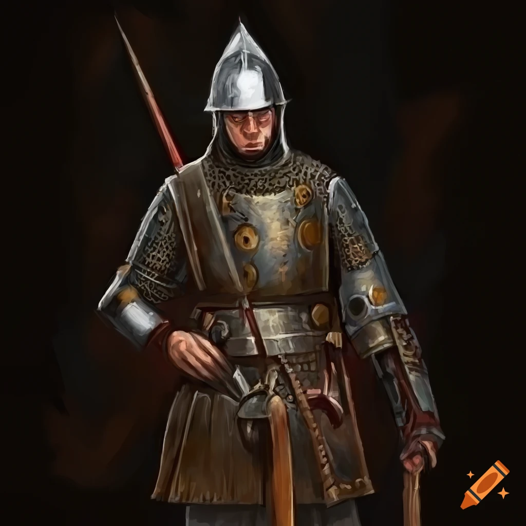 Medieval soldier in painterly style