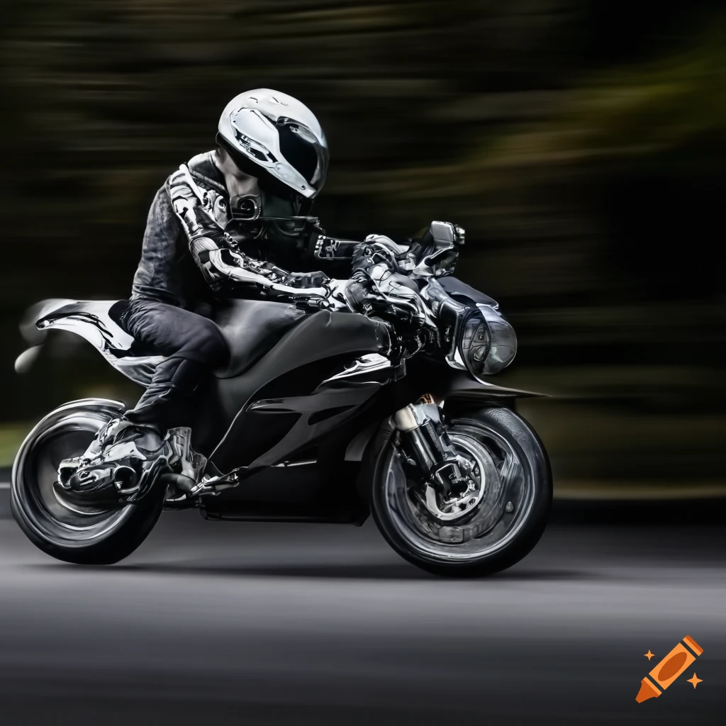 Man riding heavy motorcycle in a racing position